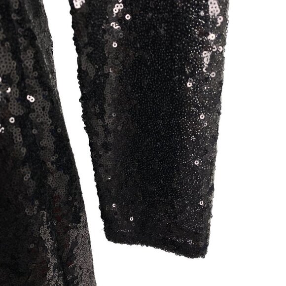 Reformation Odeon Sequin Mini Dress Black Long Sleeve Keyhole Back Women's Small - Picture 4 of 8